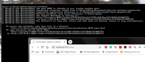 Jupyter Notebook stuck at localhost:8xxx/tree .